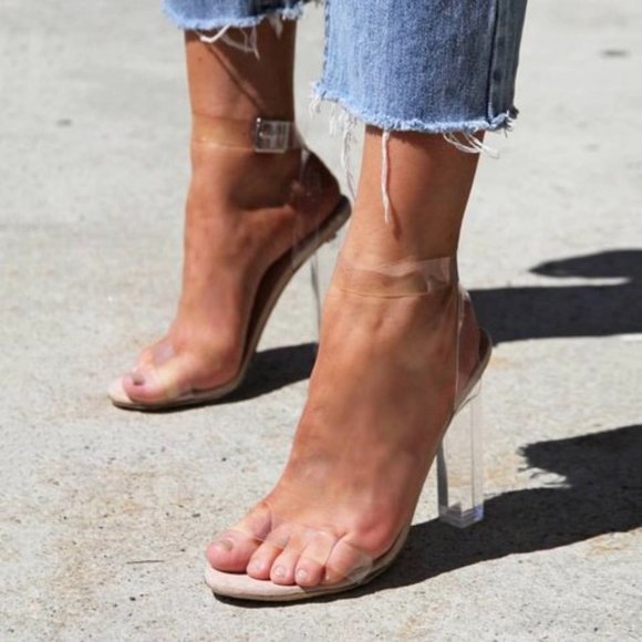 Tony Bianco Tan Clear Strap Heels - Picture 8 of 12